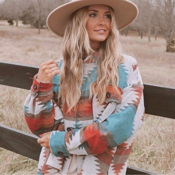 🆕 Yellowstone Aztec Tribal Print Shacket Jacket Coat 🌵 - Picture 1 of 4